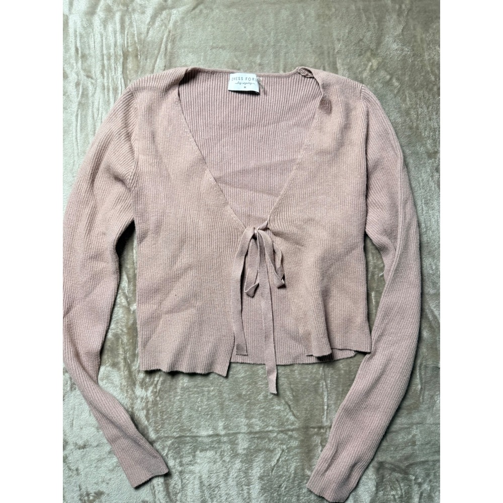 Dress‎ Forum Los Angeles Ribbed Tie Front Cropped Cardigan Size M Coquette